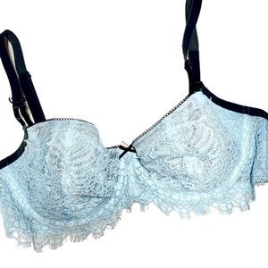 Dream Angels Wicked Unlined Lace Balconette Bra, Blue, 34D